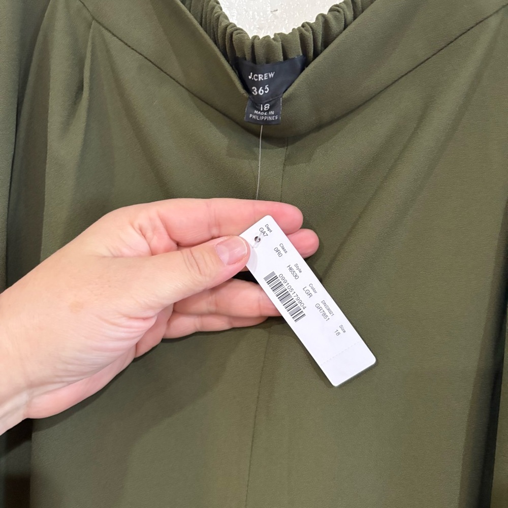 J.Crew Wide-leg Crop Pant in 365 Crepe in Olive Green size 18 NWT - Picture 8 of 10